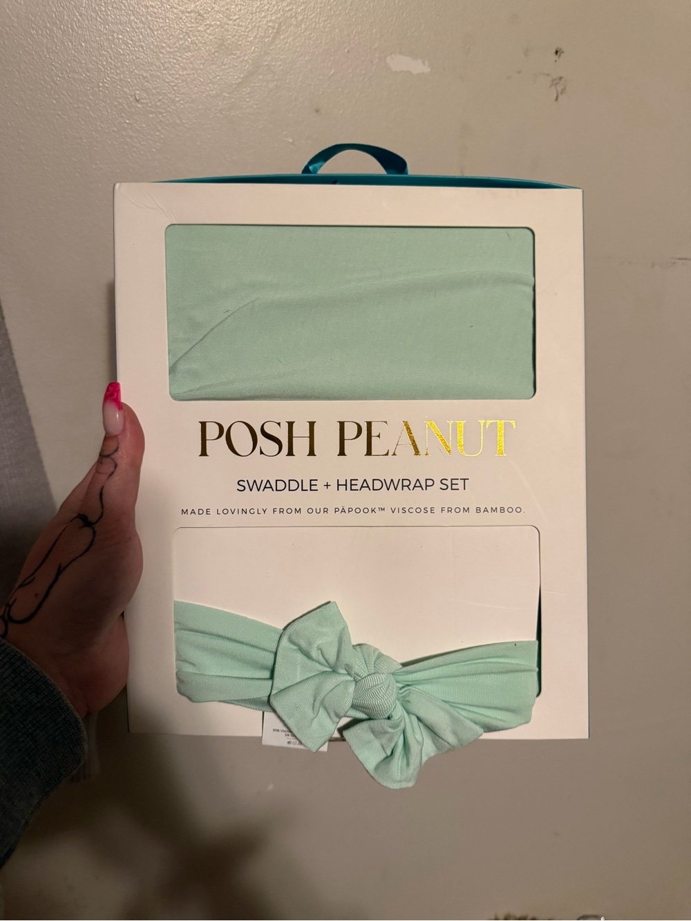 Posh Peanut Mint Swaddle and Headwrap Set